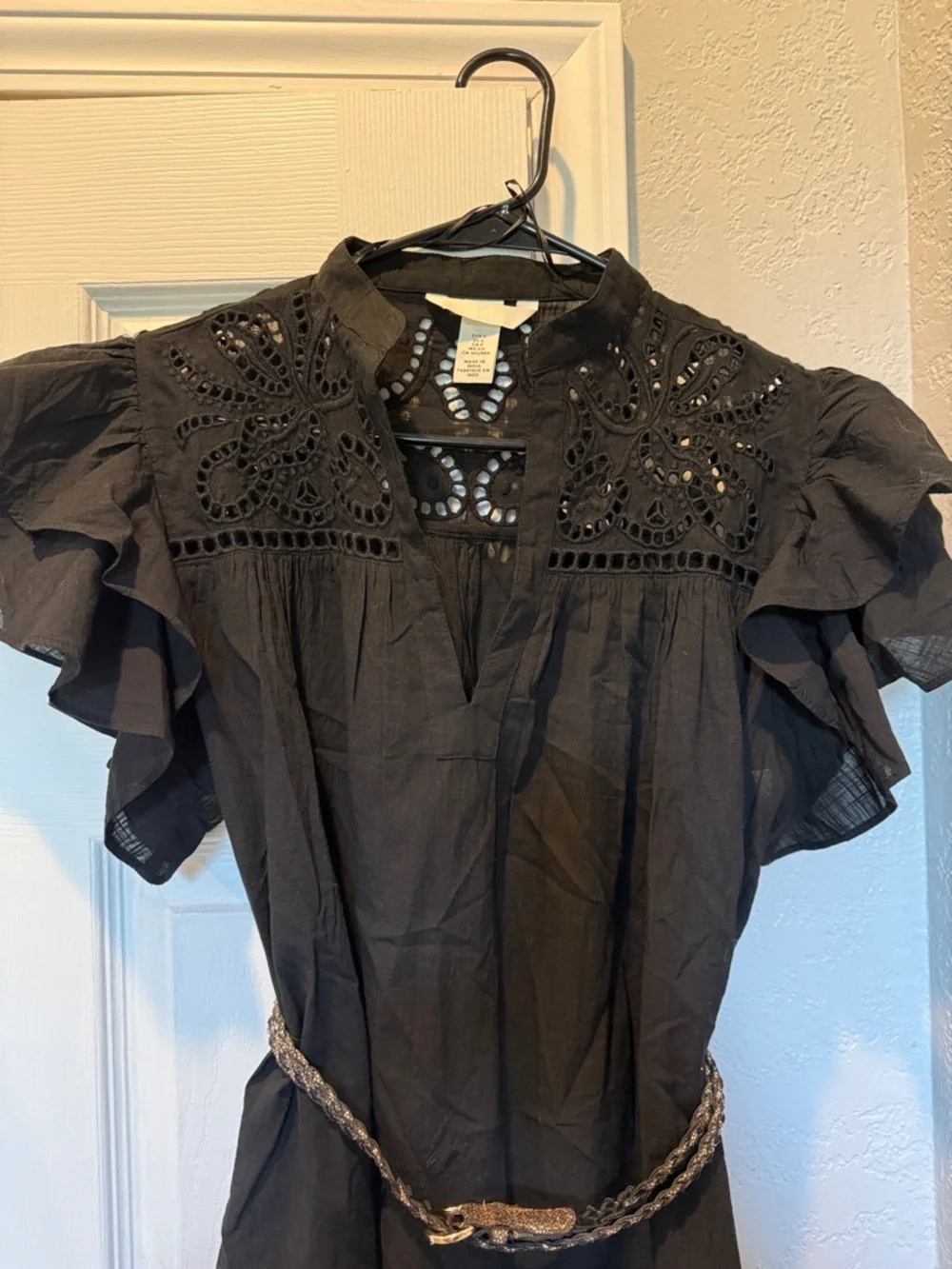H&M Bundle of Black & White Eyelet Ruffle Sleeve Mini Dresses - Picture 6 of 16